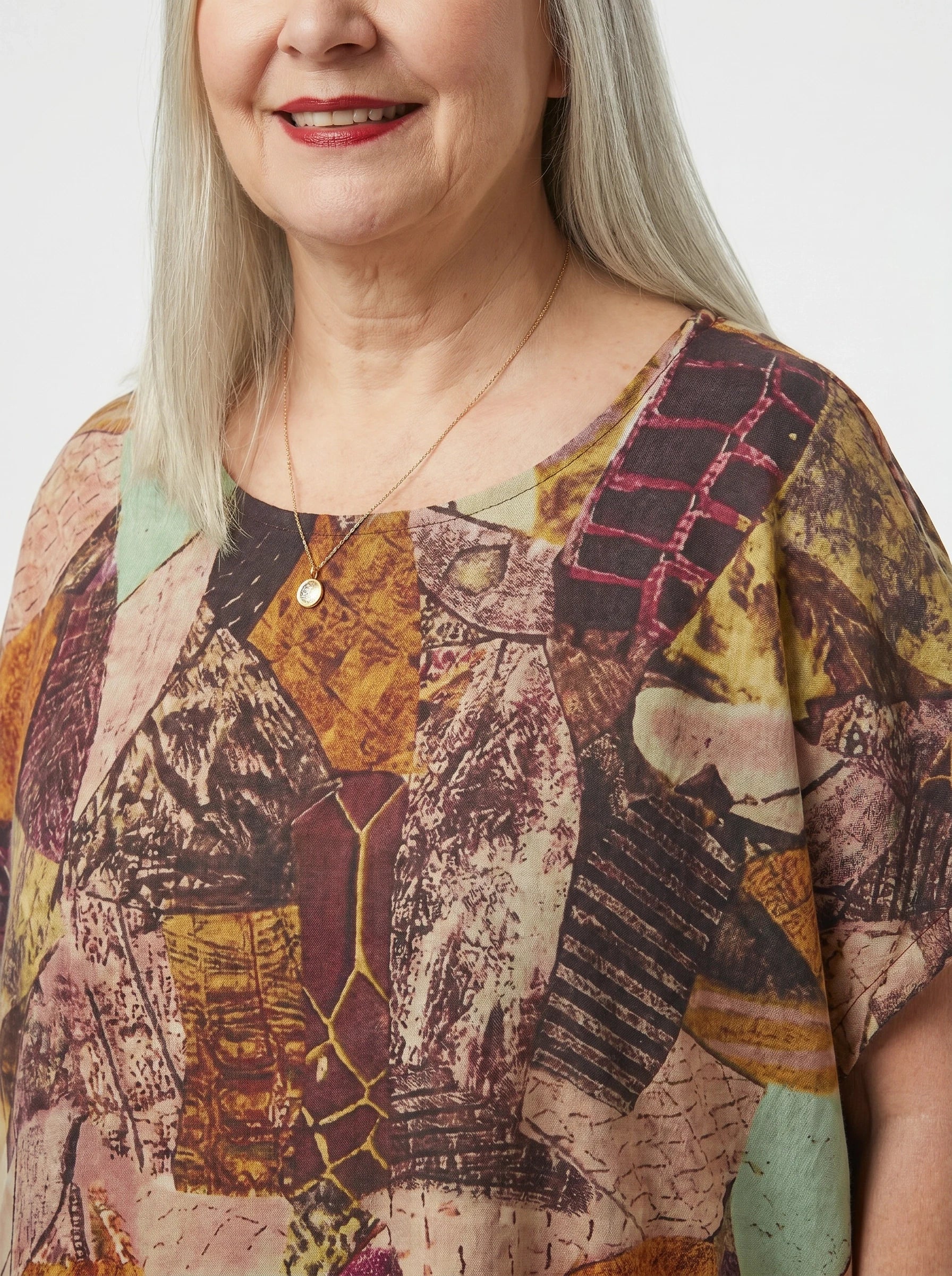 The Terra - Earthy Collage Print Dress