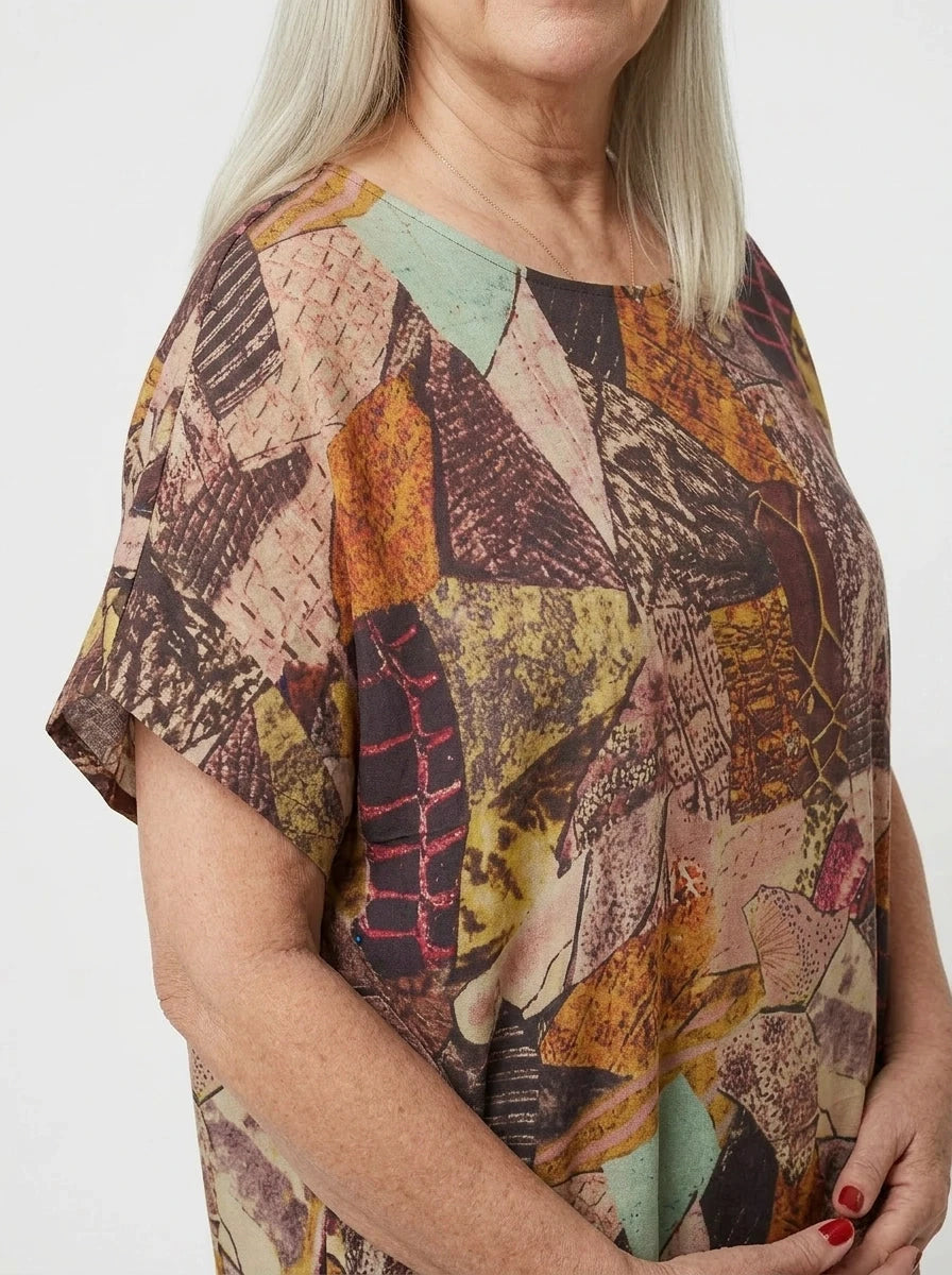 The Terra - Earthy Collage Print Dress