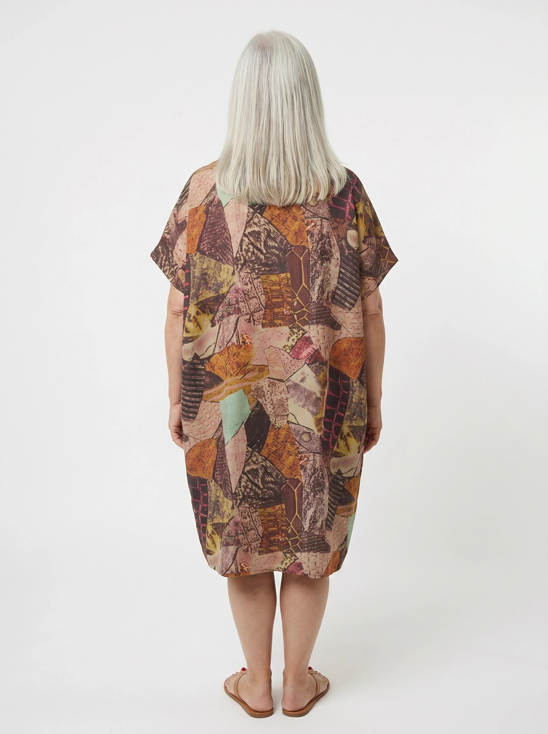 The Terra - Earthy Collage Print Dress