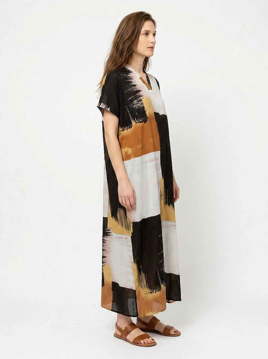 The Lennox - Black & Gold Abstract Caftan