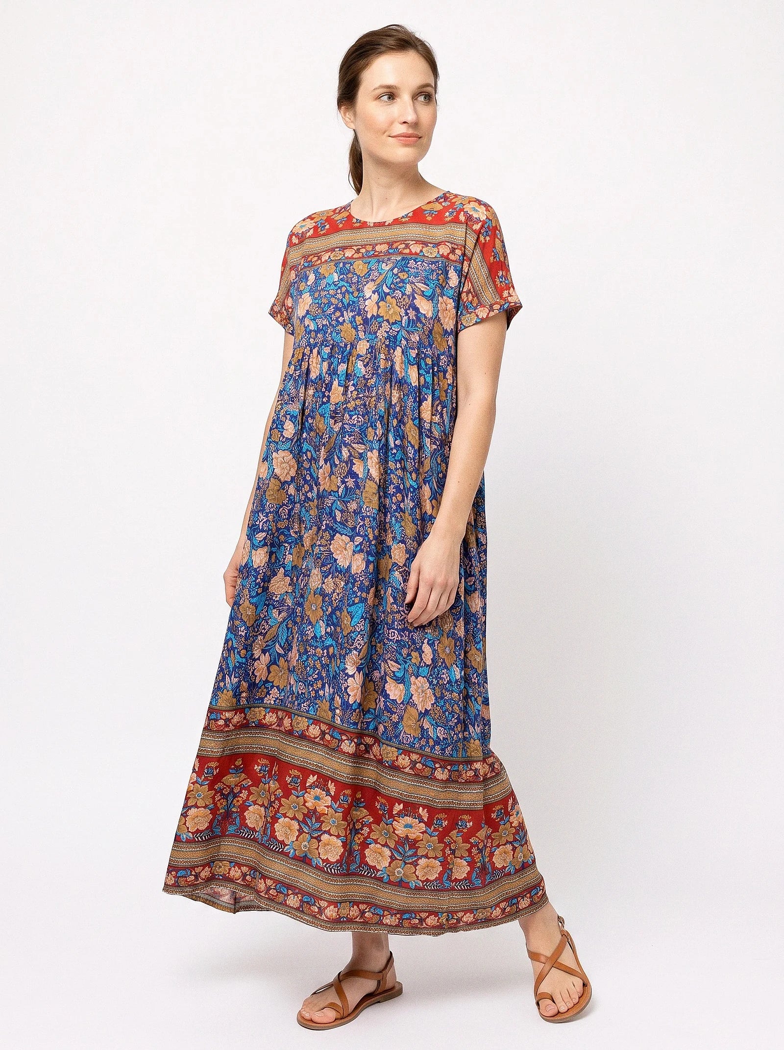 The Jaipur - Blue Floral Border Dress