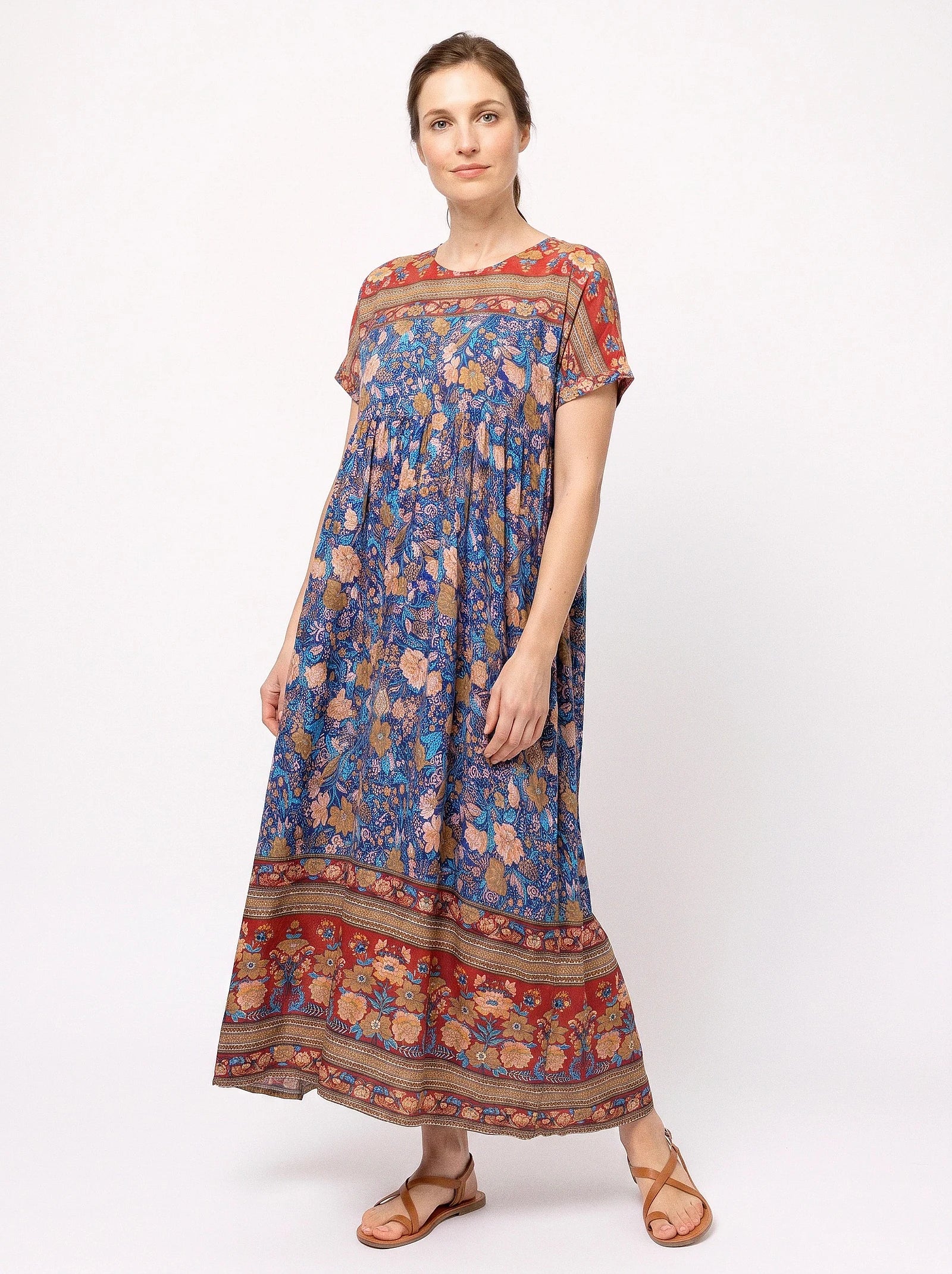 The Jaipur - Blue Floral Border Dress