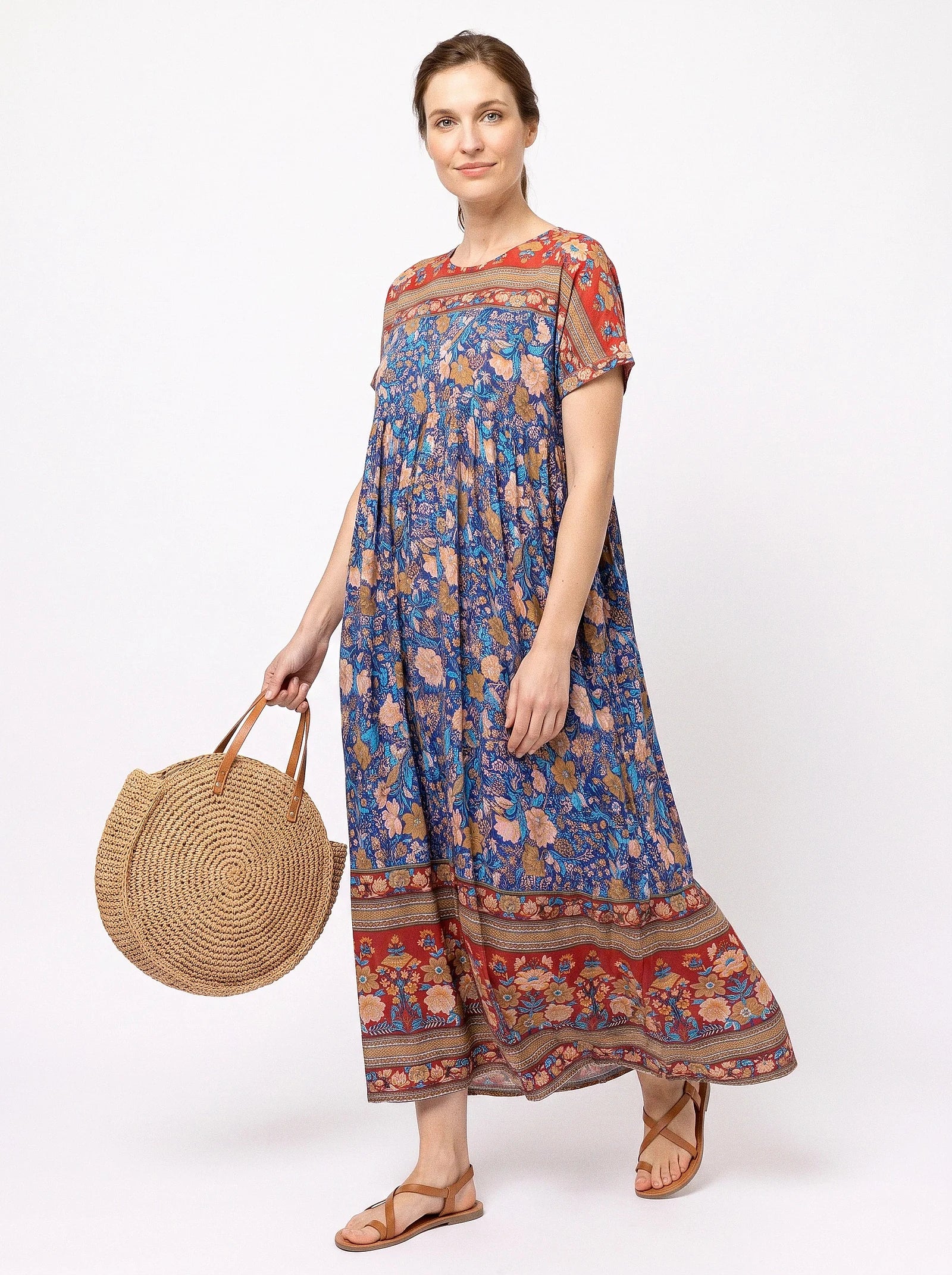 The Jaipur - Blue Floral Border Dress