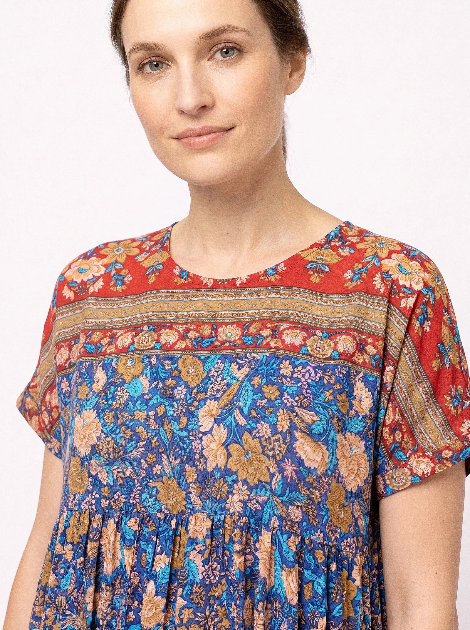 The Jaipur - Blue Floral Border Dress