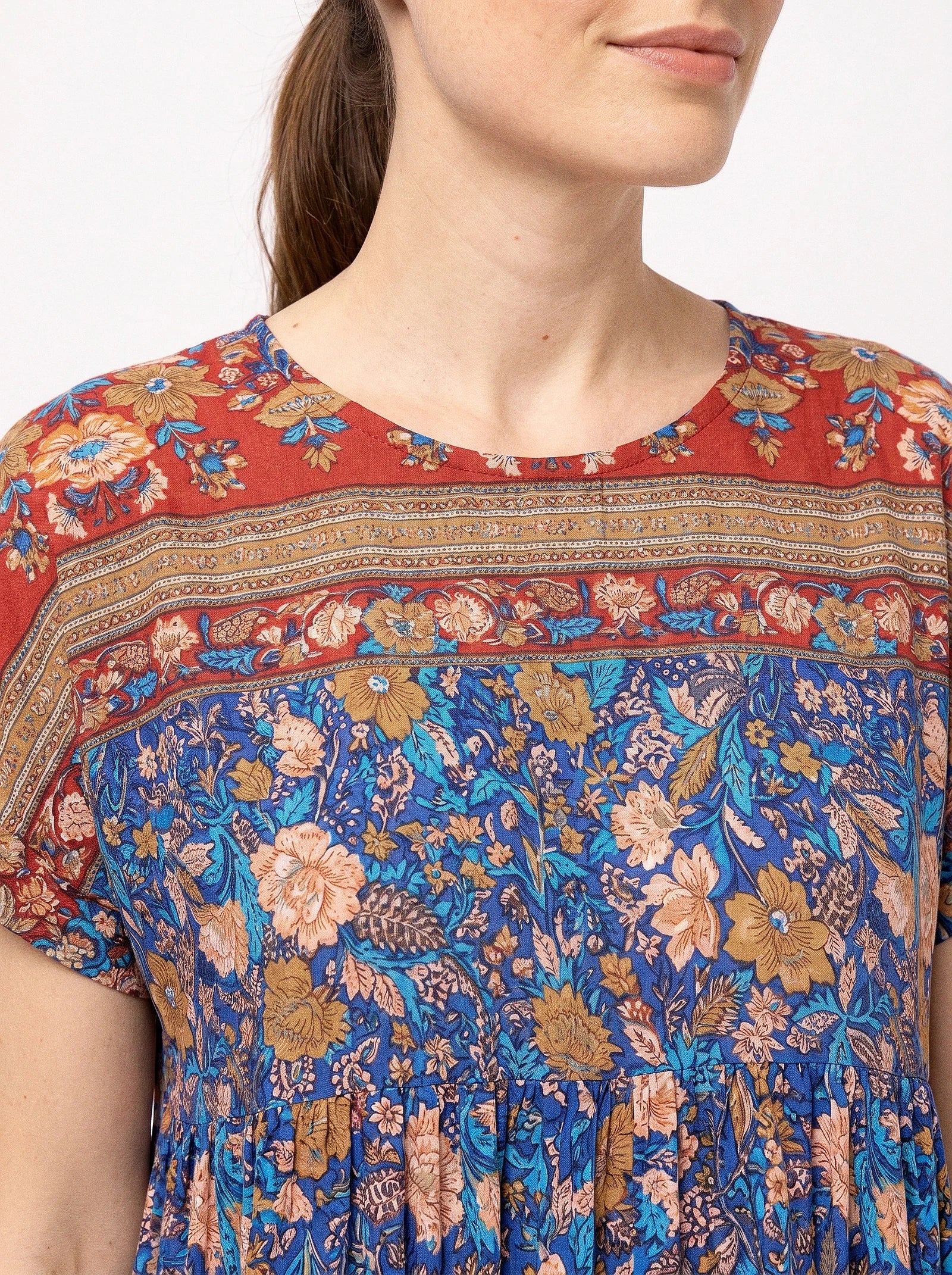 The Jaipur - Blue Floral Border Dress