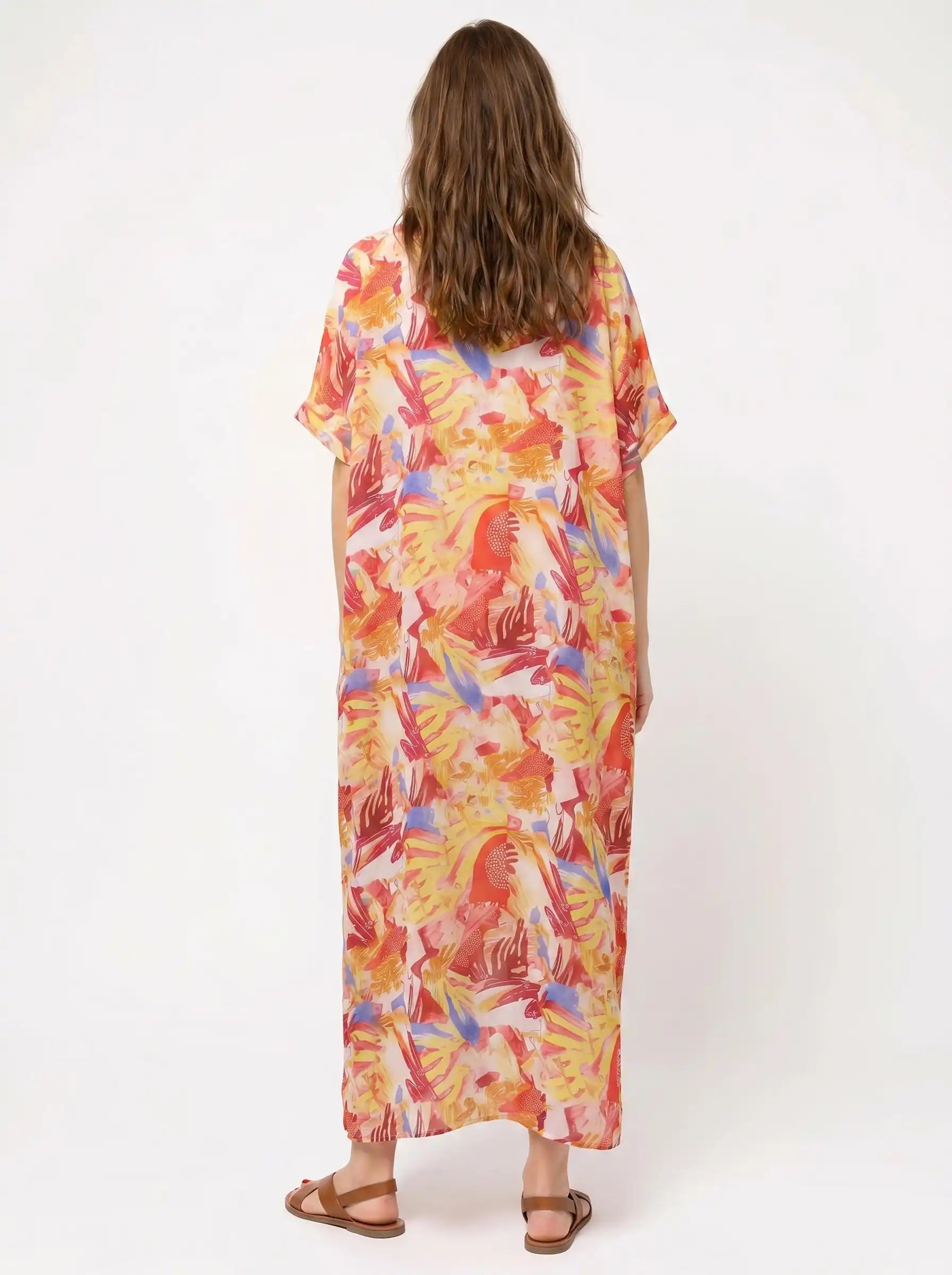 The Riviera - Tropical Brushstroke Caftan