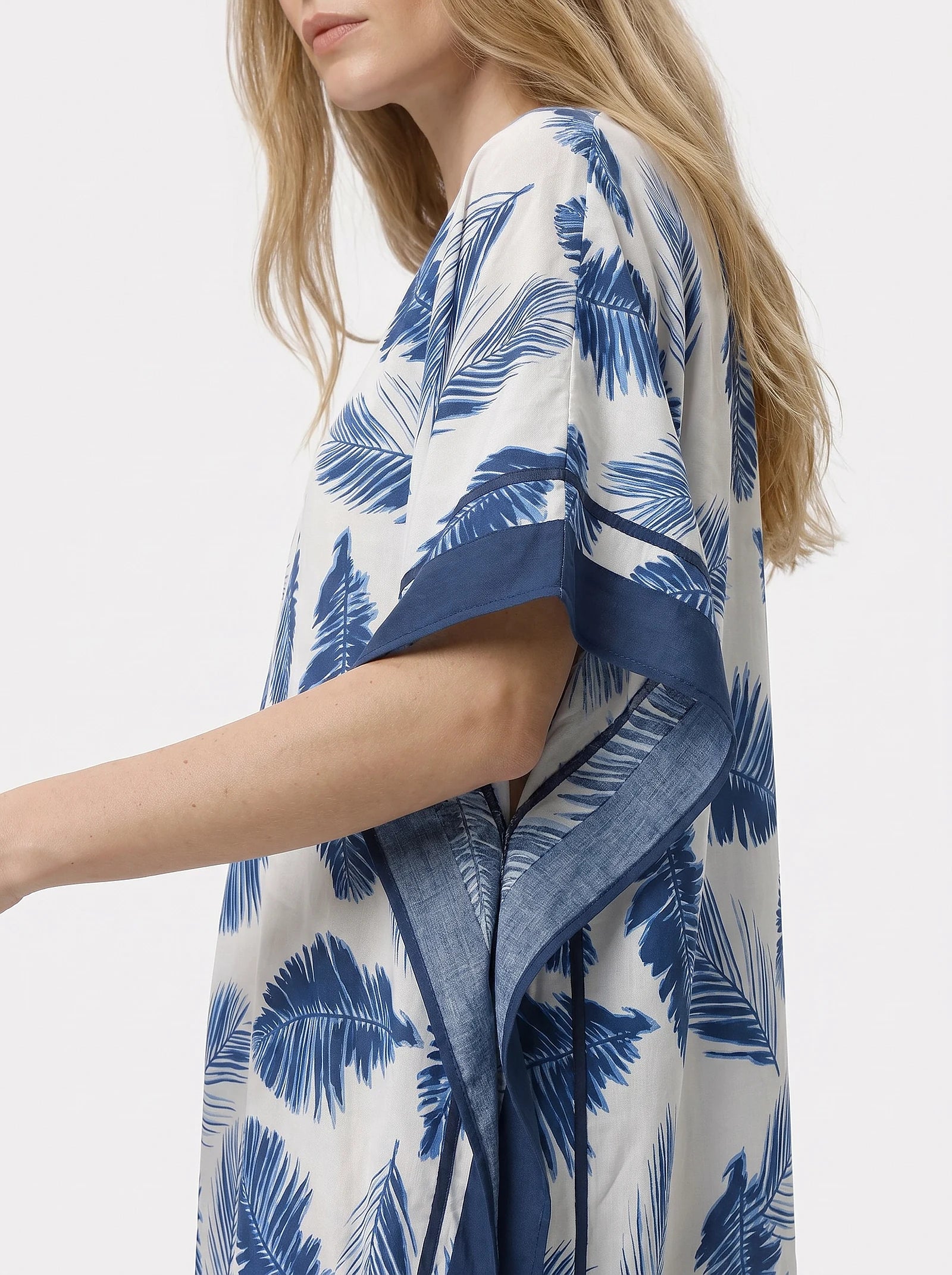 The Capri - Navy Palm Caftan