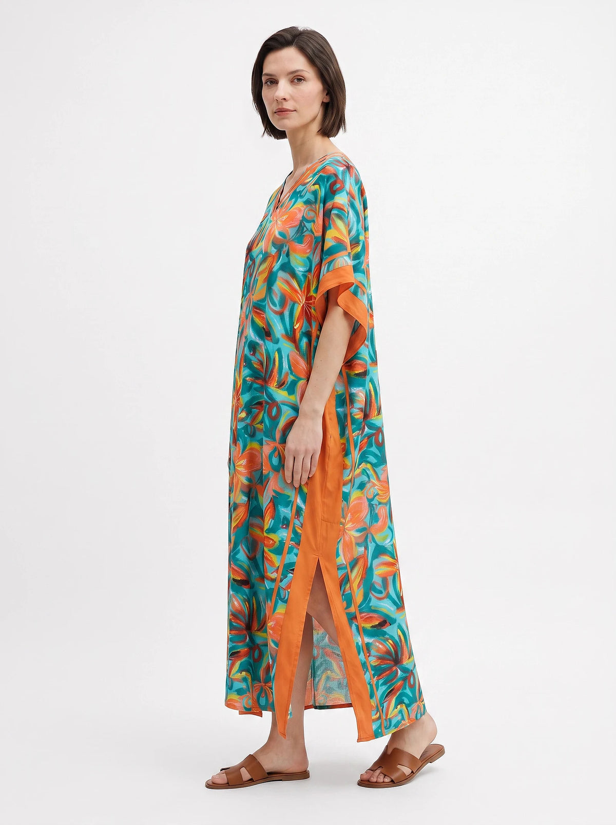 The Havana - Teal & Orange Tropical Caftan