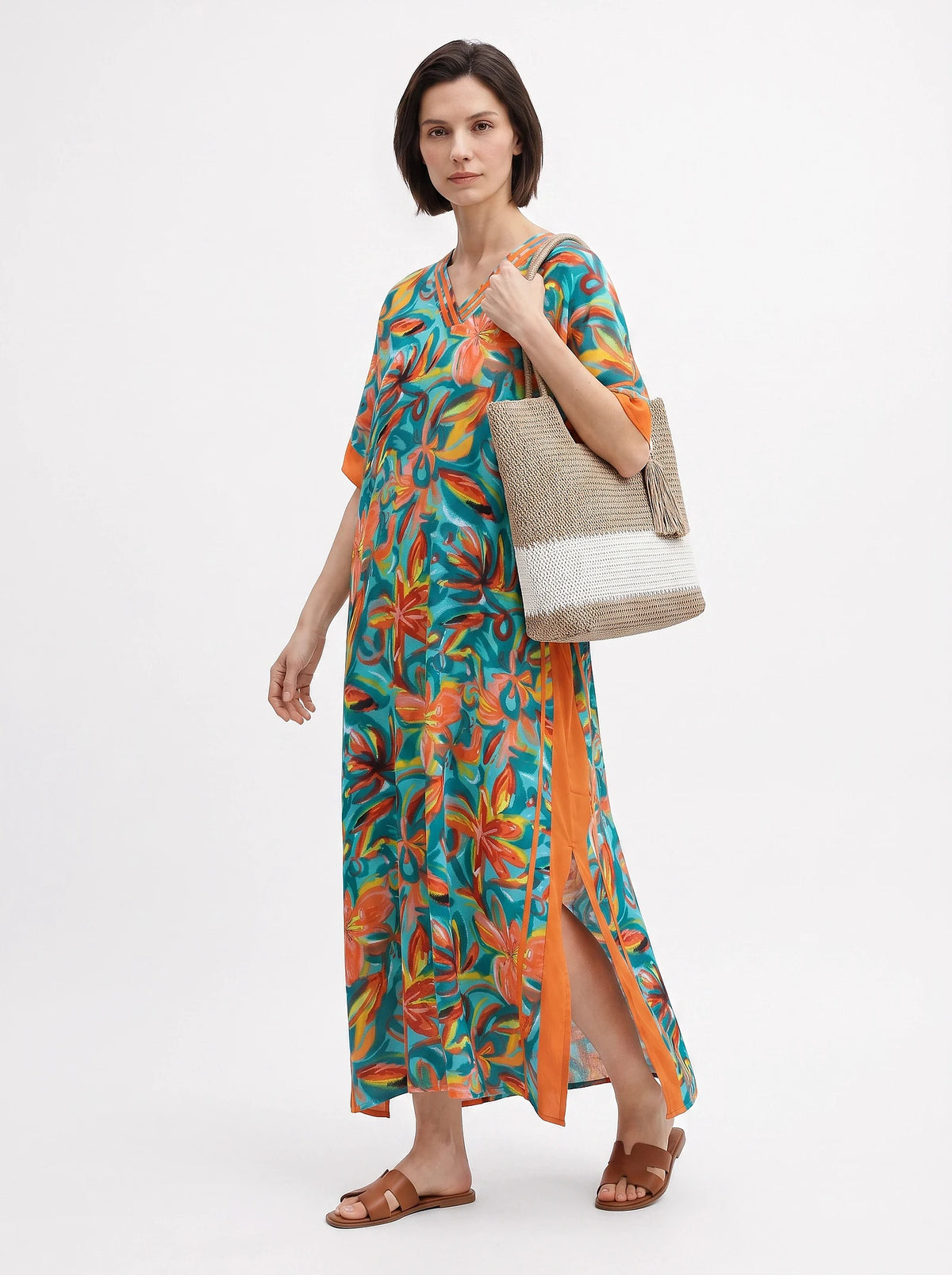 The Havana - Teal & Orange Tropical Caftan