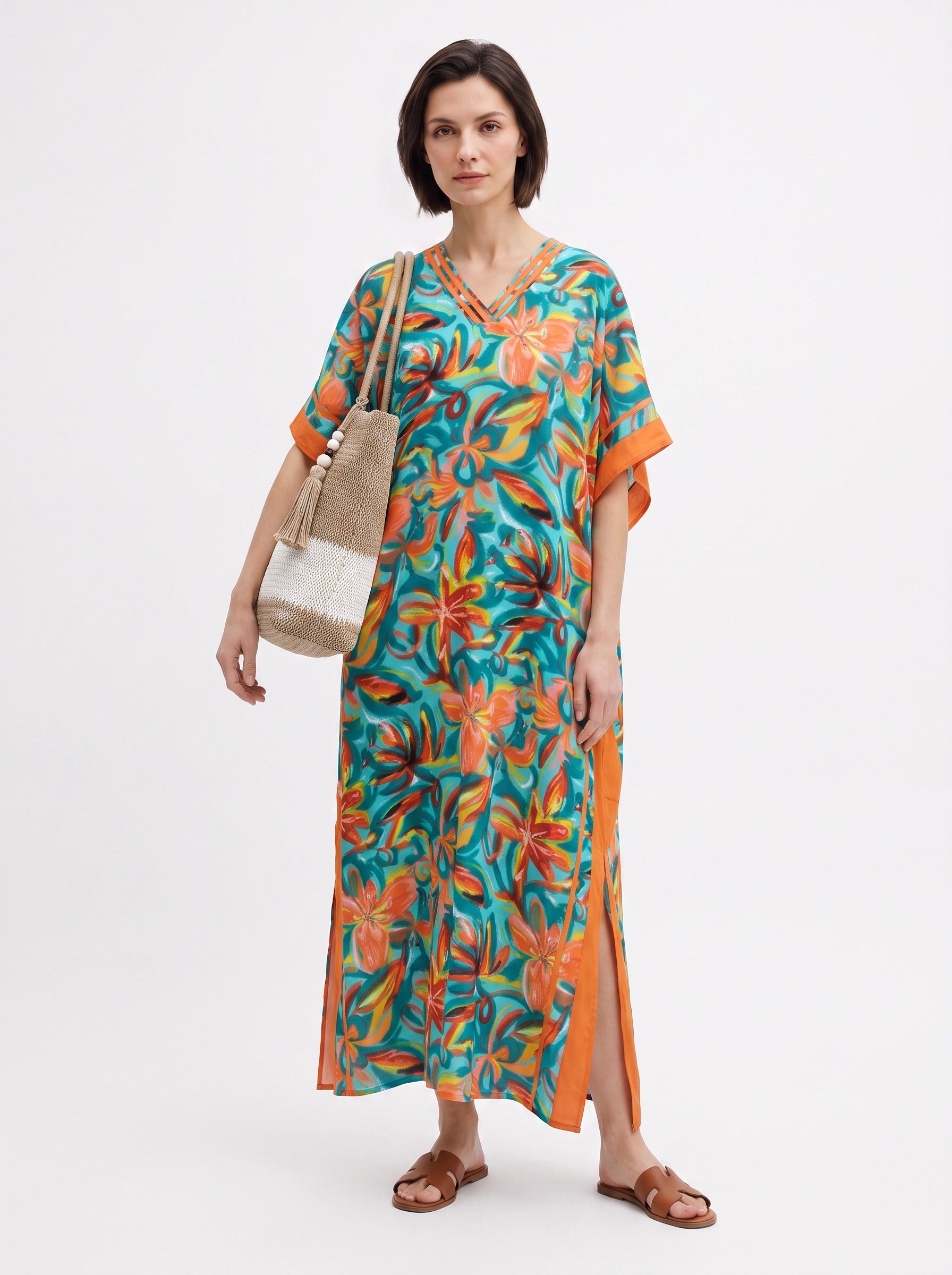 The Havana - Teal & Orange Tropical Caftan