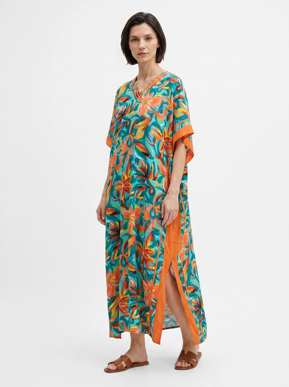 The Havana - Teal & Orange Tropical Caftan