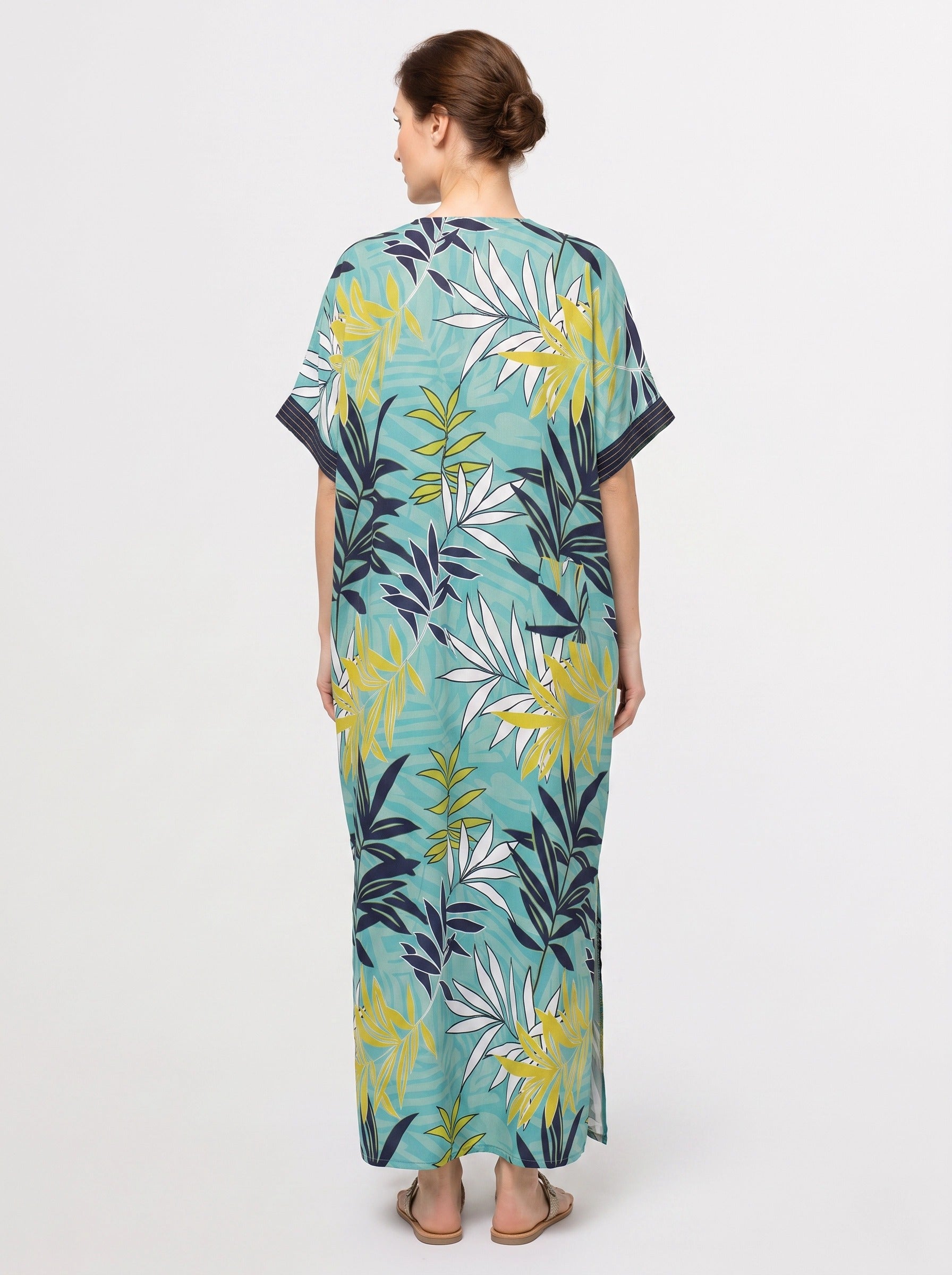 The Laguna - Tropical Palm Caftan Dress