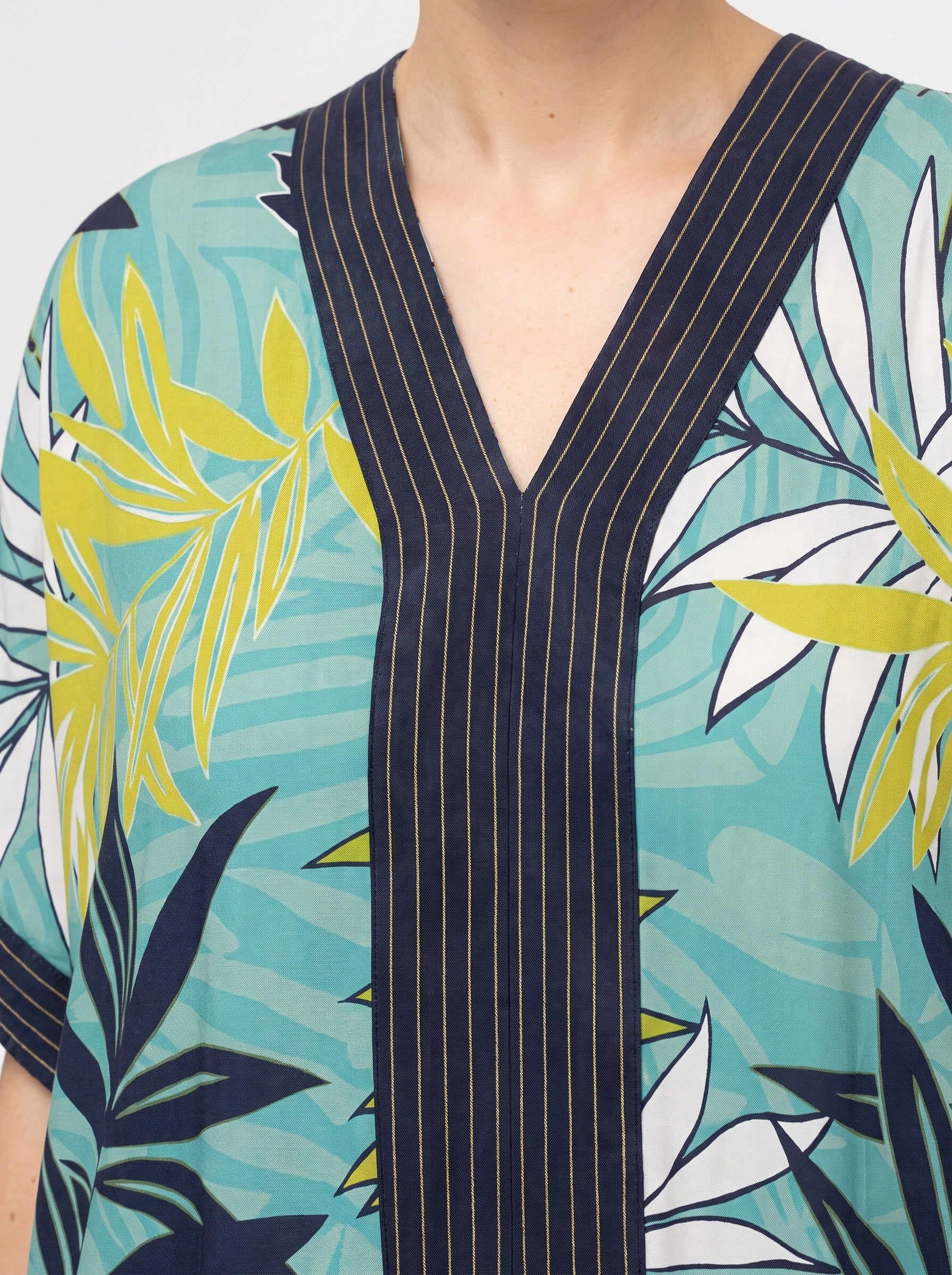 The Laguna - Tropical Palm Caftan Dress