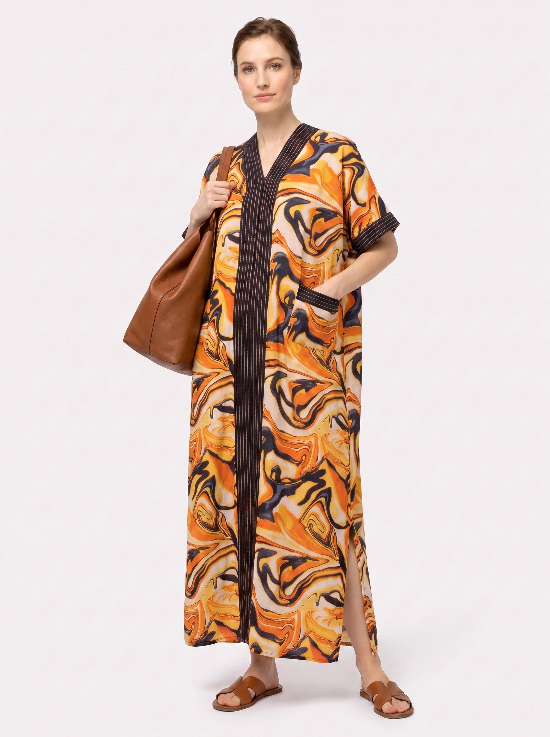 The Amber - Molten Swirl Caftan Dress