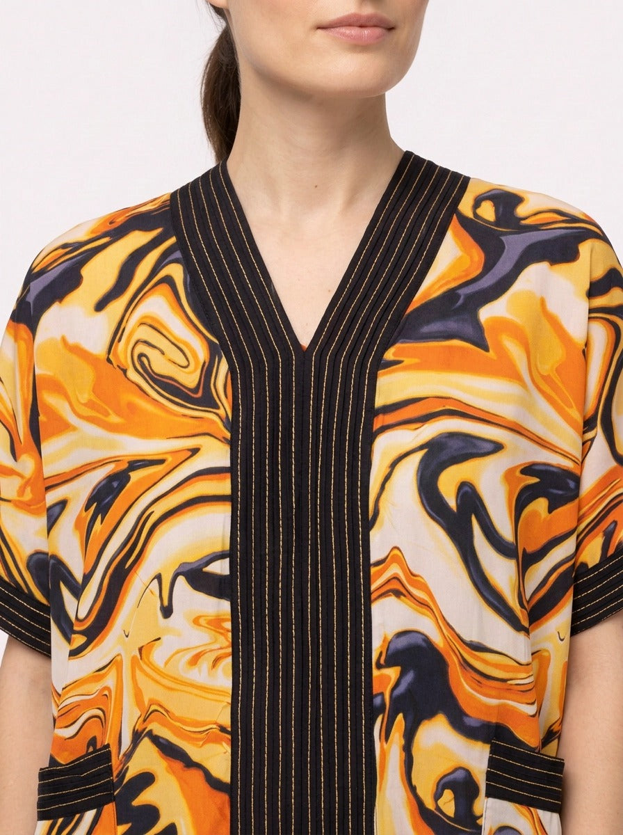 The Amber - Molten Swirl Caftan Dress